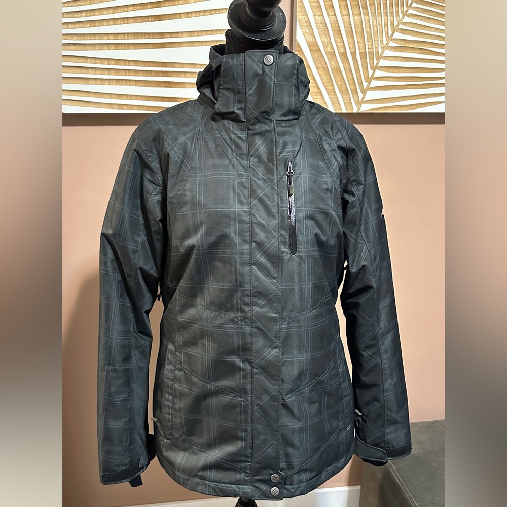 Columbia Coat Whirlbird Jacket Interchange 3 In 1 Black Plaid- Size Large